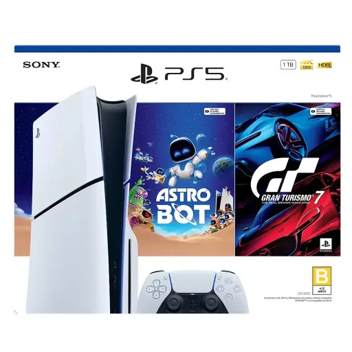 [711719570981] Consola Playstation 5 PS5 Con Lector Astro Bot + Gran Turismo 7 Blanco