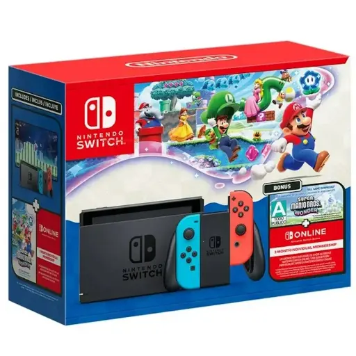 [045496885373] Consola Nintendo Switch 1.1 Neon + Super Mario Bros Wonder